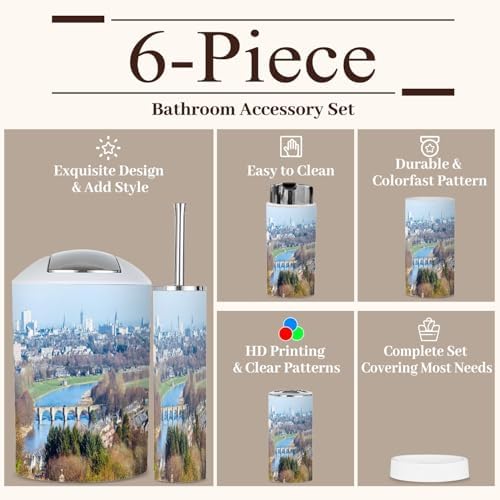 6 Piece Bathroom Accessories Set with Aberdeen Scotland Landscape