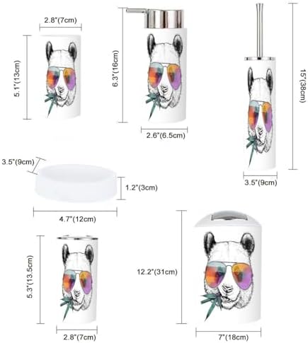 Modern Bathroom Accessories Set 6 Pcs Funny Panda Design