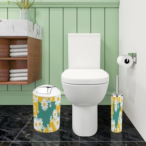 TRANQDEHOM 6 Piece Boho Daisy Flower Bathroom Accessory Set