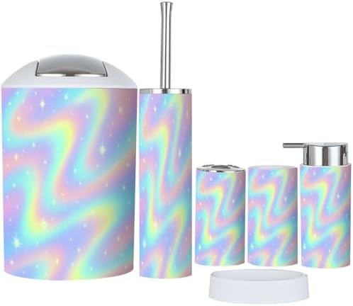 Boho Dreamy Rainbow Bathroom Accessory Set of 6
