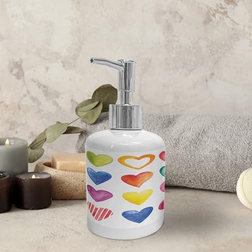 Ambesonne Grunge Soap Toothbrush Holder Set 2 Pcs Rainbow Heart Valentine Design