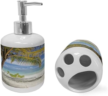Ambesonne Ceramic Soap Toothbrush Holder Set