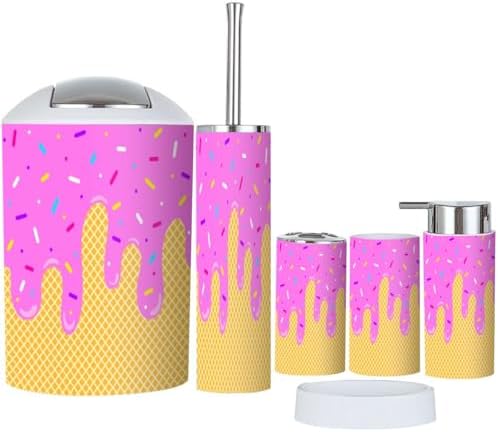 Bathroom Accessories Set 6 Pcs Waffle Cone Design