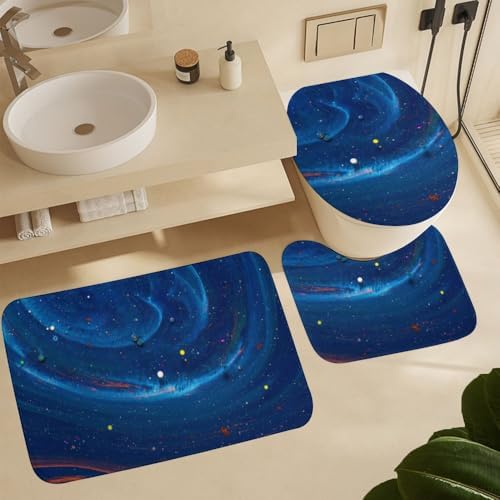 Kuizee 4-Piece Shower Curtain Set with Non-Slip Rugs 1