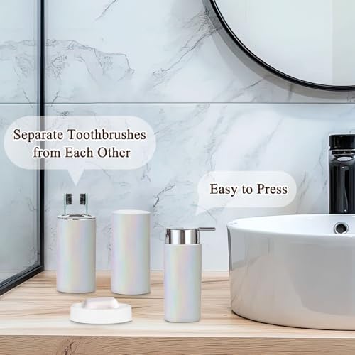 6-Piece Iridescent Rainbow Bathroom Accessories Set