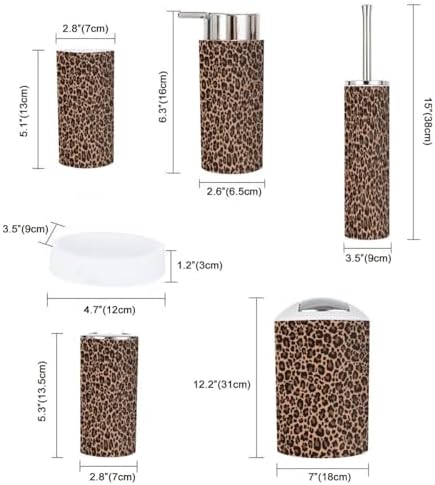 Boho Leopard Print Bathroom Accessory Set 6 Piece