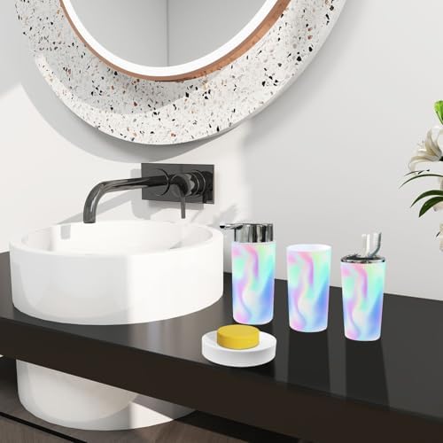 TRANQDEHOM 6 Piece Boho Gradient Blue Bathroom Accessories Set