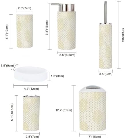 Japanese Style 6 Pcs Bathroom Accessories Set in Gold