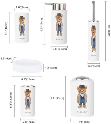 Gentle Boy Slogan Cute Bear Bathroom Accessories Set 6 Pcs