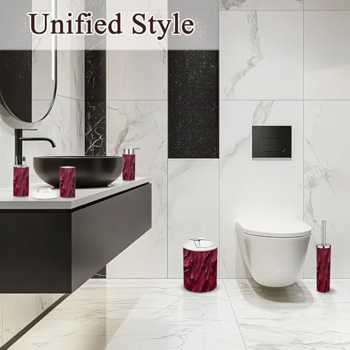 6 Piece Red Burgundy Bathroom Accessories Set