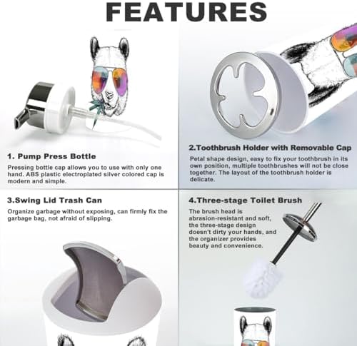 Modern Bathroom Accessories Set 6 Pcs Funny Panda Design