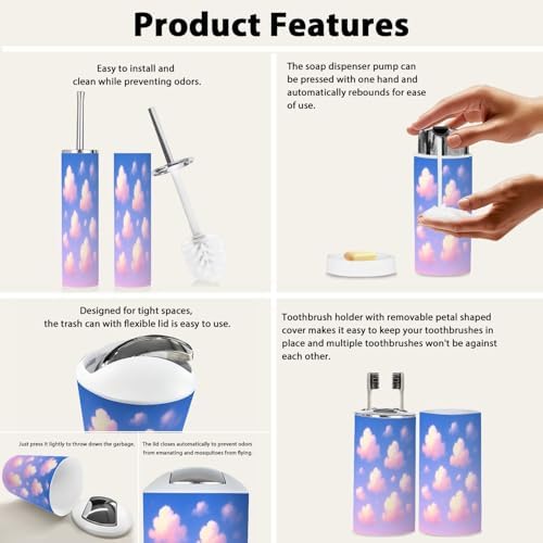 TRANQDEHOM 6 Piece Boho Bathroom Accessory Set