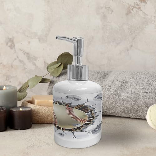 Ambesonne 2Pc Ceramic Soap Dispenser Toothbrush Holder Set Ivory Pale Grey Orange