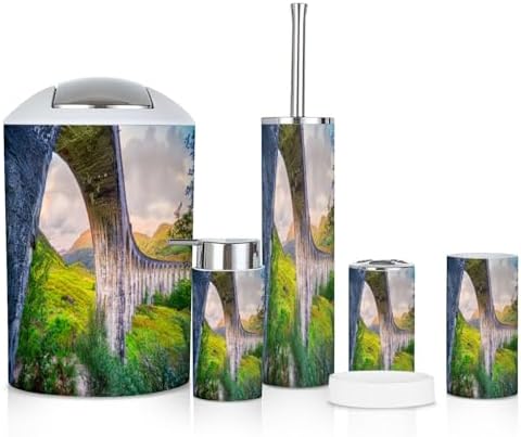 6 Piece Bathroom Accessories Set Glenfinnan Viaduct Decor