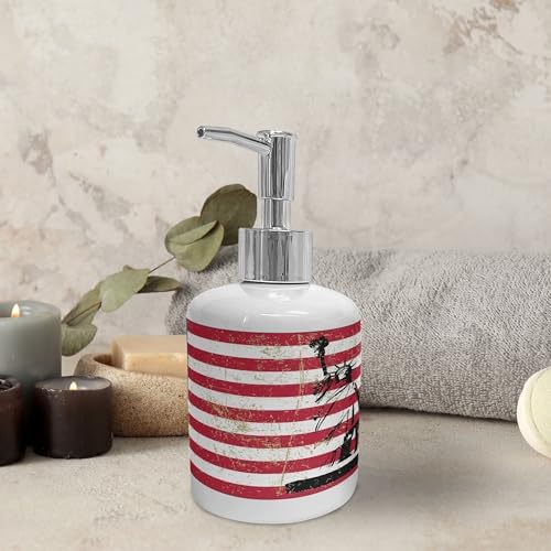 Ambesonne Ceramic Soap Dispenser Toothbrush Holder Set Dark Coral White