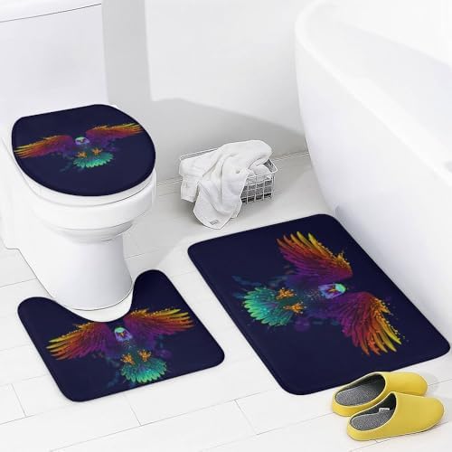 Kuizee 4 Piece Shower Curtain Set with Rugs 72x72 Inch