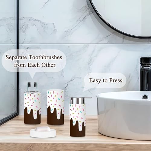 6 Pcs Melted White Chocolate Sprinkled Bathroom Accessories Set