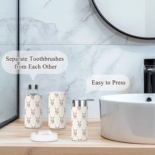 Tribal Bull Skull Bathroom Accessories Set 6 Pcs