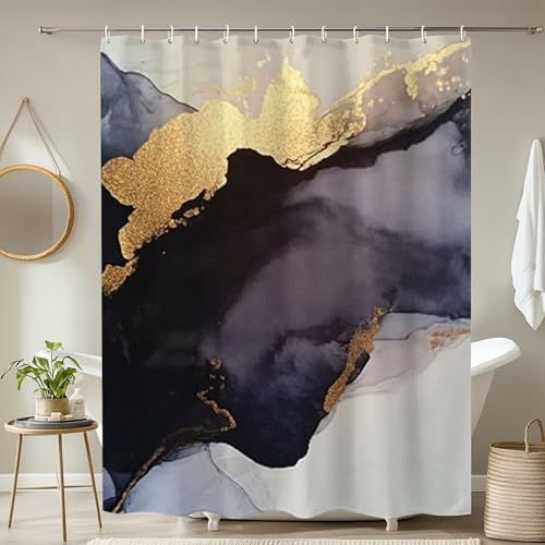 4-Piece Shower Curtain Set with Non-Slip Mats and Rugs