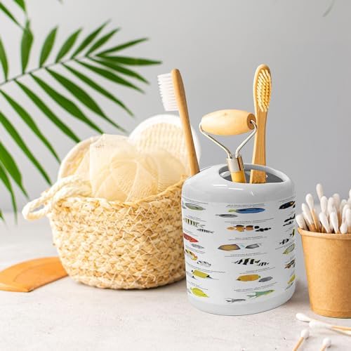 Ambesonne Ocean Fish Soap Dispenser Toothbrush Holder Set 1