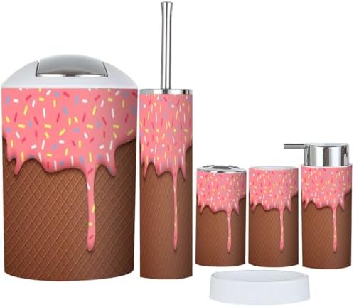 Bathroom Accessories Set 6 Pcs Modern Durable Decor 1