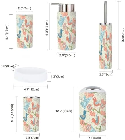 Modern 6-Piece Bathroom Accessories Set with Abstract Design