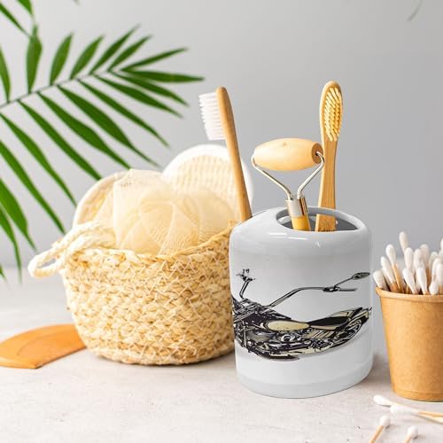 Ambesonne Ceramic Soap Dispenser Toothbrush Holder Set Black Beige