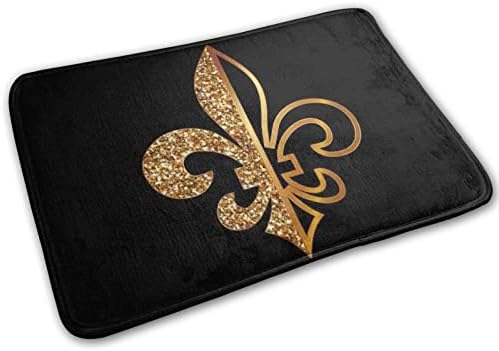 PuseTaer Fleur De Lis Golden Glitter Doormat 18x30 Inch