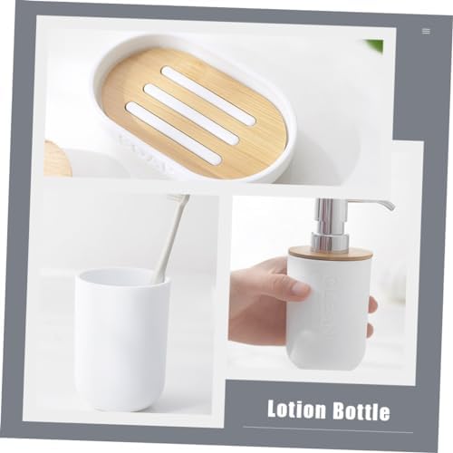 LABRIMP 4-Piece Bathroom Set with White Lotion Bottle