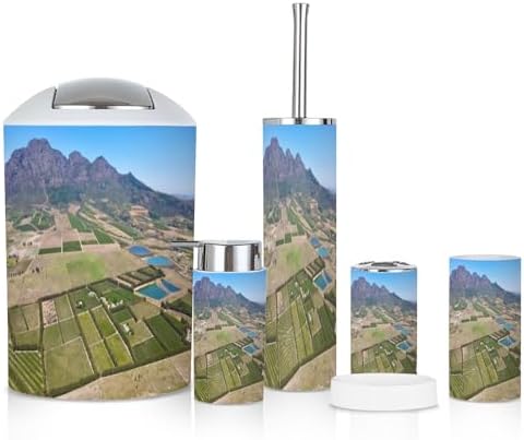 6 Piece Boho Bathroom Accessories Set with Vineyards View