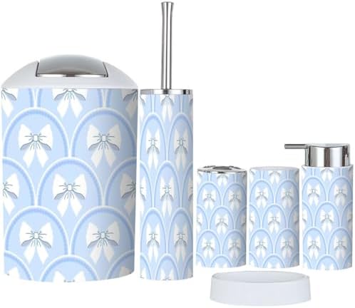 6 Pcs Bathroom Accessories Set White Bows
