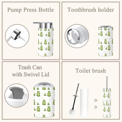 6 Piece Cute Frogs Bathroom Accessories Set 1