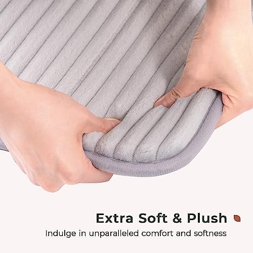 FRESHMINT Ultra Soft Charcoal Memory Foam Bath Mat 17x24 Silver Grey