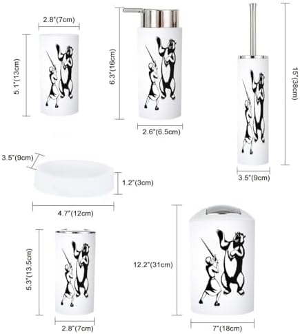 Bathroom Accessories Set 6 Pcs Durable White Modern Storage