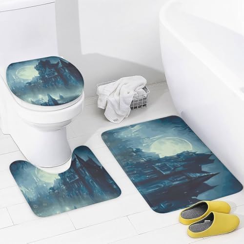 Kuizee Halloween Shower Curtain Set with 4 Rugs