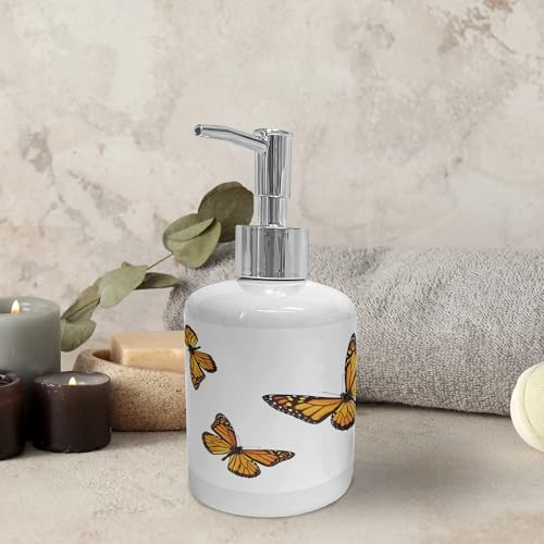 Ambesonne Butterfly Soap Dispenser Toothbrush Holder Set Earth Yellow Orange