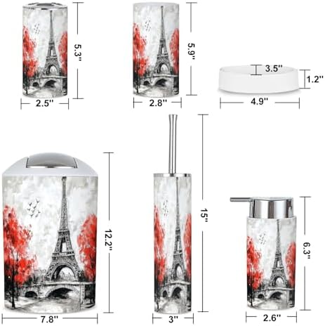 6 Piece Bathroom Accessories Set with Boho Design