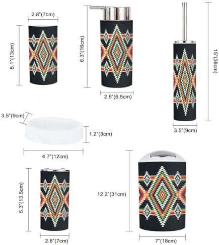Boho Tribal Bathroom Accessory Set 6 Piece