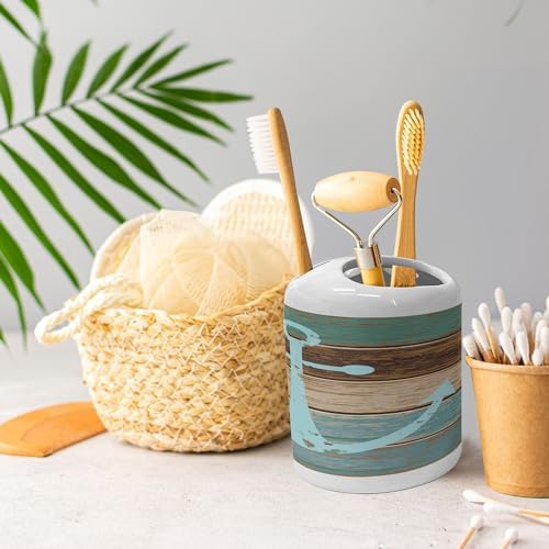 Ambesonne Anchor Soap Dispenser Toothbrush Holder Set Pale Blue Brown Teal