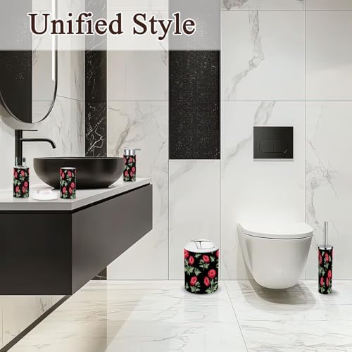 6 Piece Boho Bathroom Accessories Set with Flowers 1