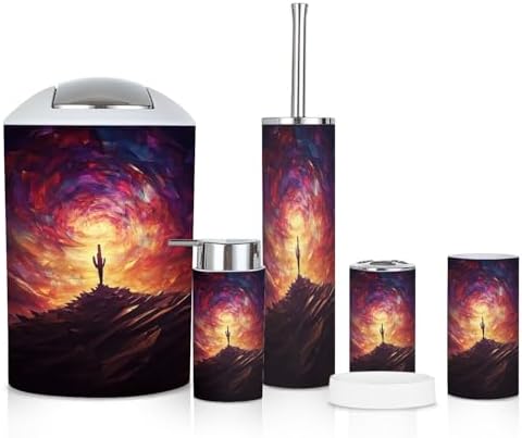 6 Piece Desert Cactus Bathroom Accessories Set