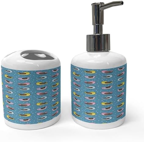 Ambesonne Animals Soap Dispenser Toothbrush Holder Set 1