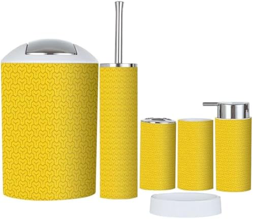 6 Pcs Golden Bathroom Accessories Set with Trash Can