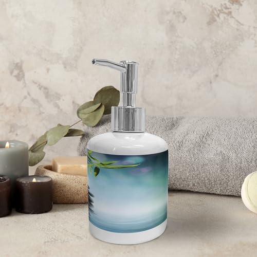 Ambesonne Ceramic Spa Soap Dispenser Toothbrush Holder Set 2 Pcs
