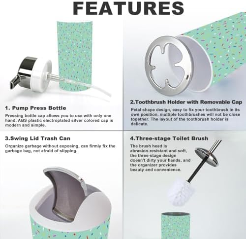 Stylish 6-Piece Bathroom Accessories Set with Blue Donut Glaze Design