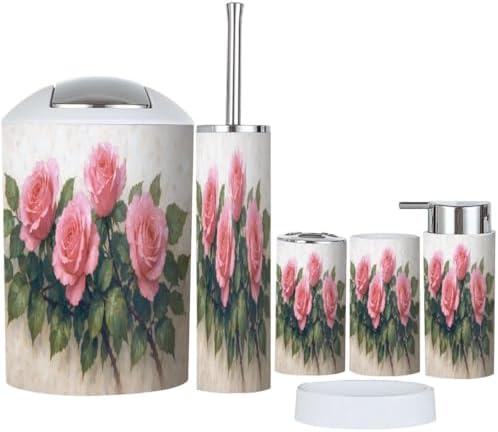 Boho Bathroom Accessory Set 6 Piece Modern Style