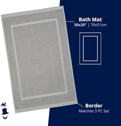 Lincoln Palm Turkish Cotton Bath Mat - 1000 GSM Thick Luxury Spa Quality