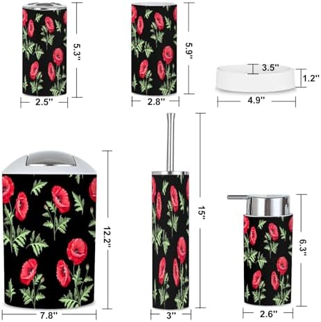 6 Piece Boho Bathroom Accessories Set with Flowers 1