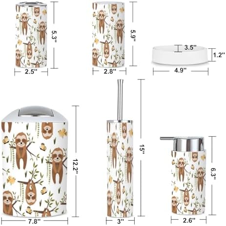 6 Piece Bathroom Accessories Set Sloth Design