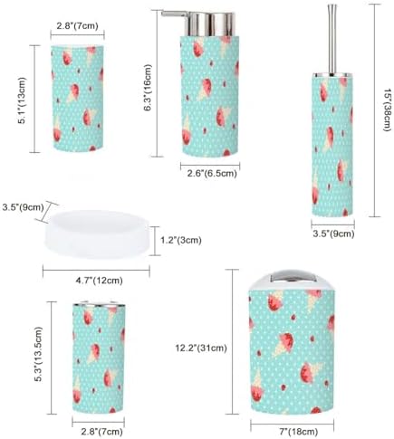 6 Pcs Ice Cream Polka Dots Bathroom Accessories Set